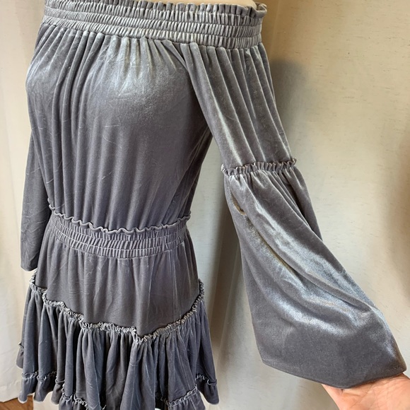 MISA Los Angeles Gray Velvet Offthe Shoulder Dress - Picture 6 of 16